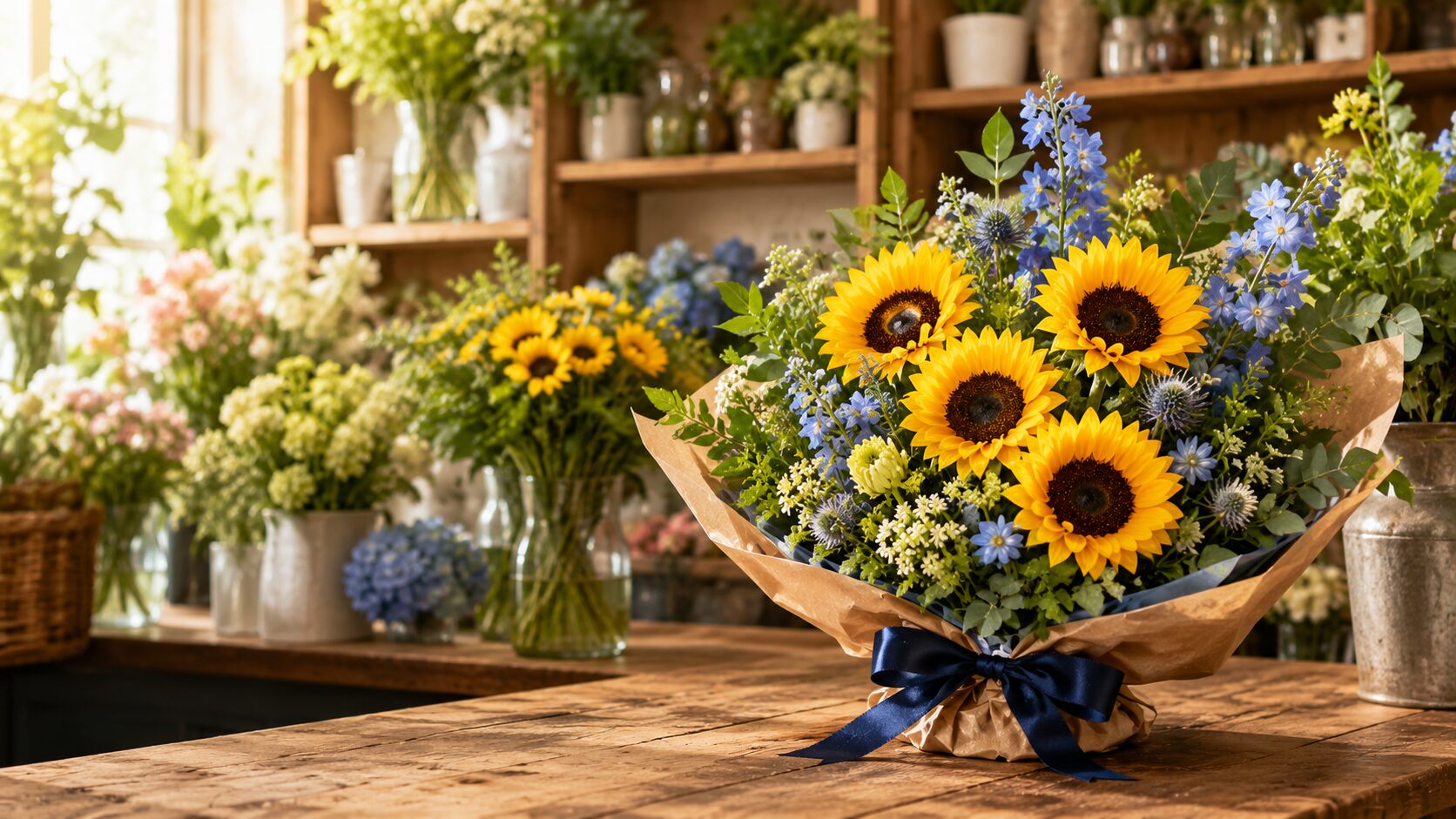 花の茎を斜めにカットする