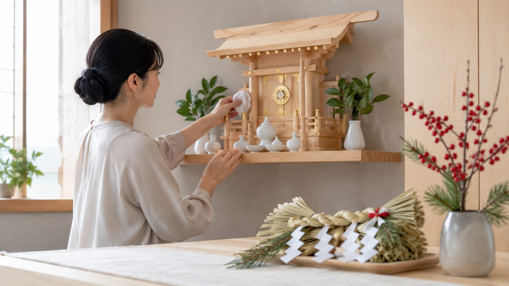 忌中明けのしめ縄交換